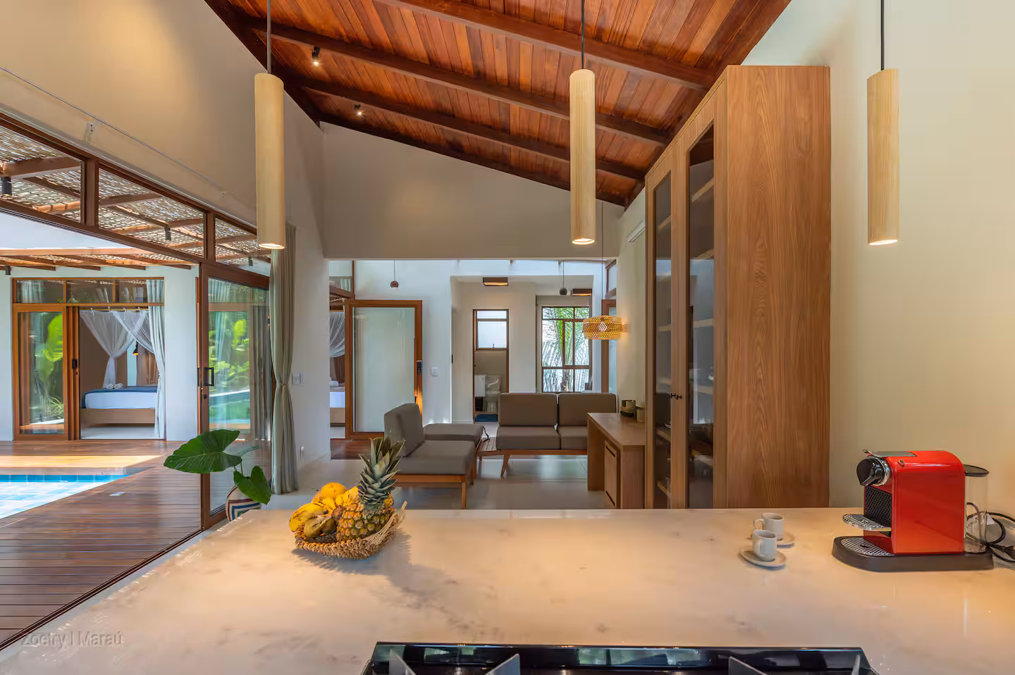 Kitchen with marble bar