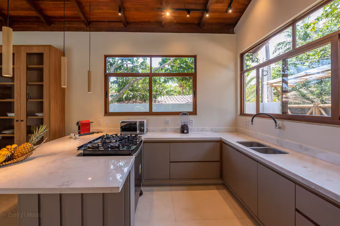 Kitchen with marble countertops